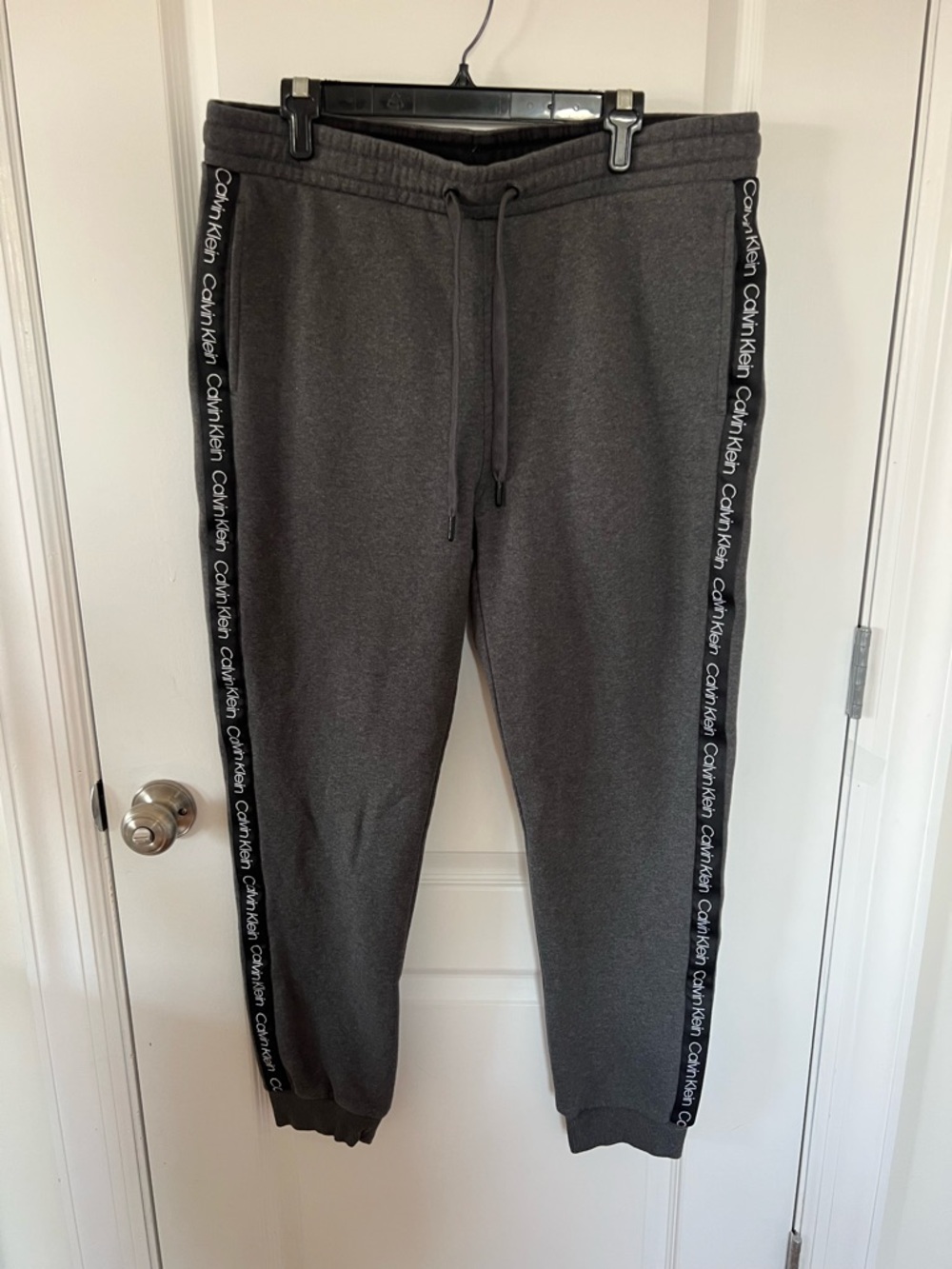 NEW Calvin Klein Charcoal Grey Logo-Taped Joggers